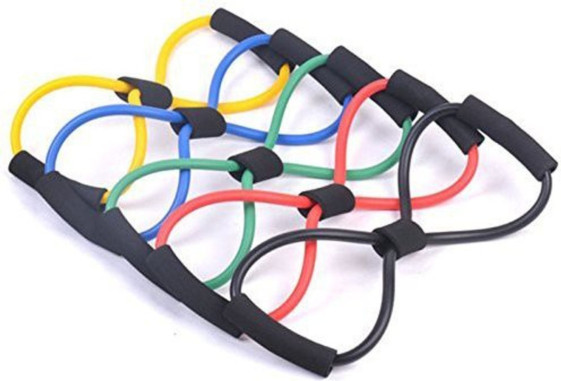 umravatiya Resistance 8 Type Muscle Rope Exerciser Fitness Exercise Tube for Men and Women Resistance Tube(Multicolor)