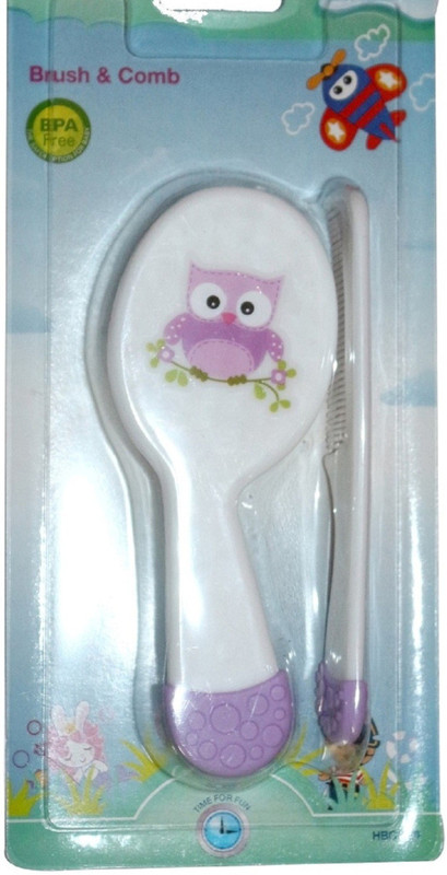Edeka Combo of Soft Comb and OWL Printed Brush for Babies(White)