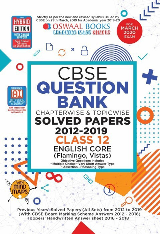 Oswaal Cbse Question Bank Class 12 English Core Book Chapterwise & Topicwise Includes Objective Types & MCQ's (for March 2020 Exam)(English, Paperback, unknown)