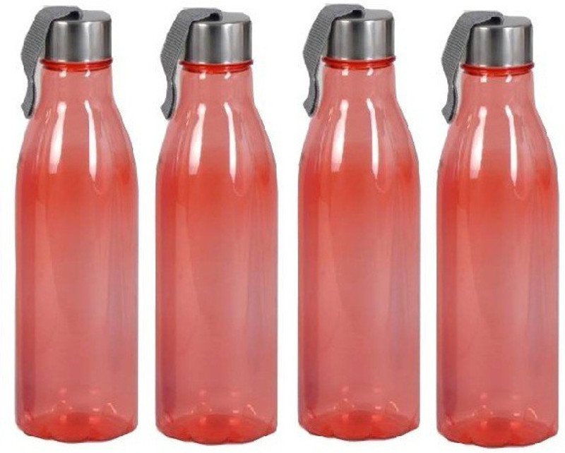saiswar Fridge Water Bottle Steel cap Red 4 pcs 1000 ml Bottle(Pack of 4, Red)