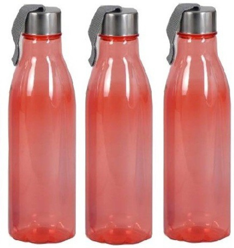 saiswar Fridge Water Bottle Steel cap Red 3 pcs 1000 ml Bottle(Pack of 3, Red)