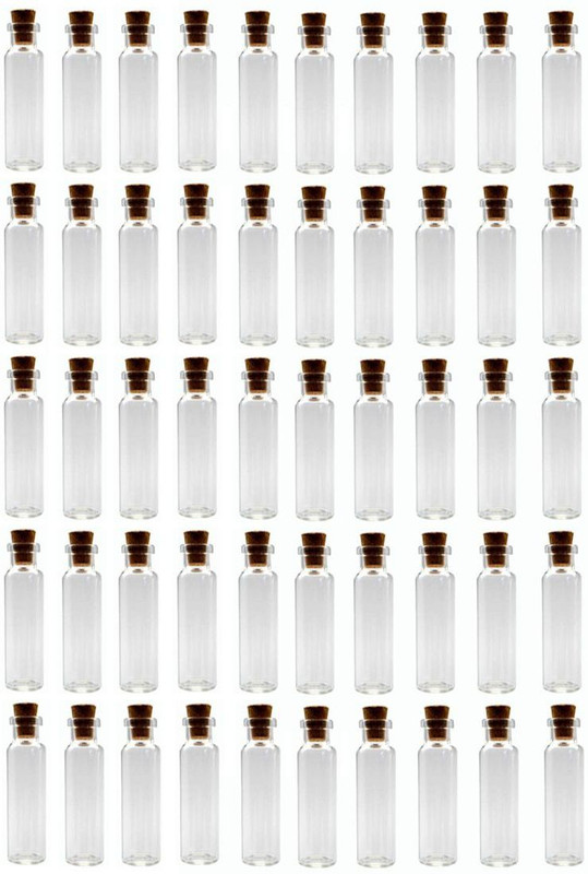 GIFTBASHINDIA Cute Mini Cork Stopper Glass Wishing Bottles,Pack of 50Pcs@ 20 ml Glass Bottle(Pack of 50, White)