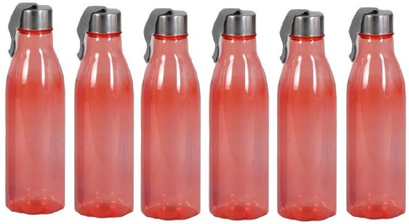 saiswar Fridge water bottle with steel cap 6 pcs 1000 ml Bottle(Pack of 6, Red)