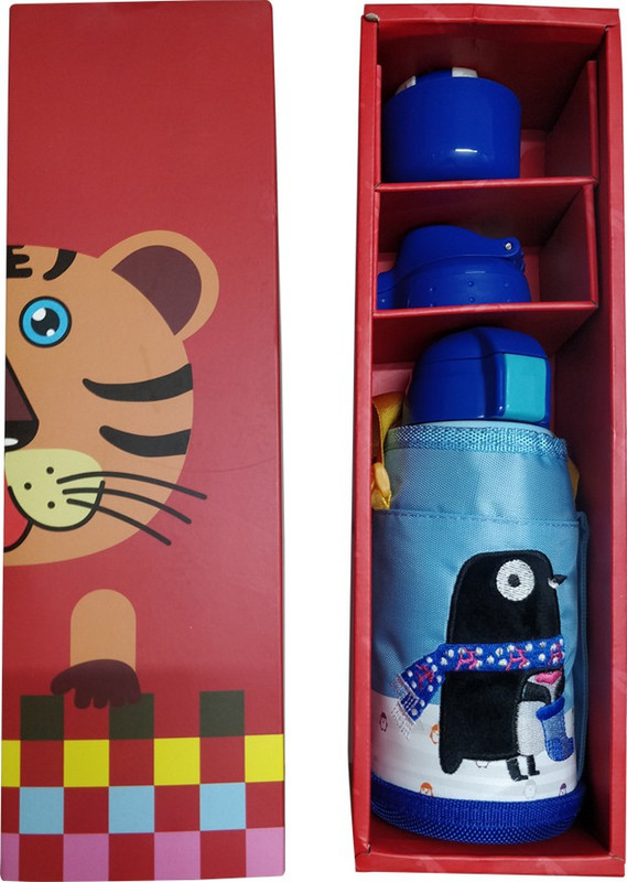 digibuff Kids Stainless Steel Bottle with 3 Mouth Fitting Types and Bottle Cover (Blue) 500 ml Bottle(Pack of 1, Blue)