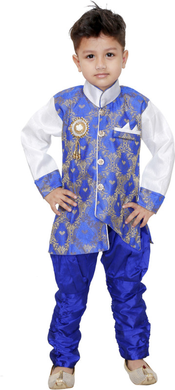 kayseria Boys Festive & Party, Formal, Wedding Sherwani and Churidar Set(Blue Pack of 1)