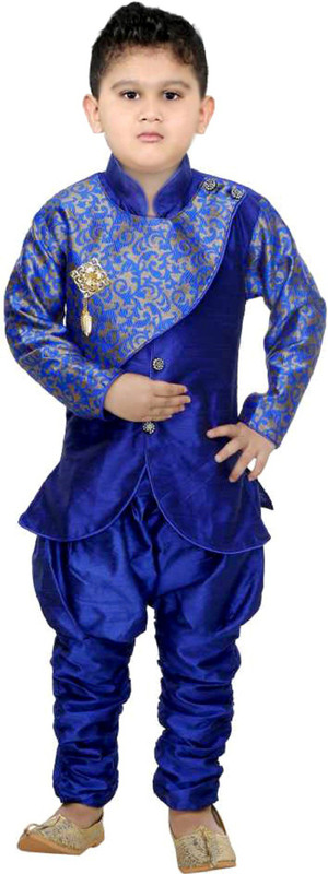 kayseria Boys Festive & Party, Formal, Wedding Kurta and Churidar Set(Blue Pack of 2)