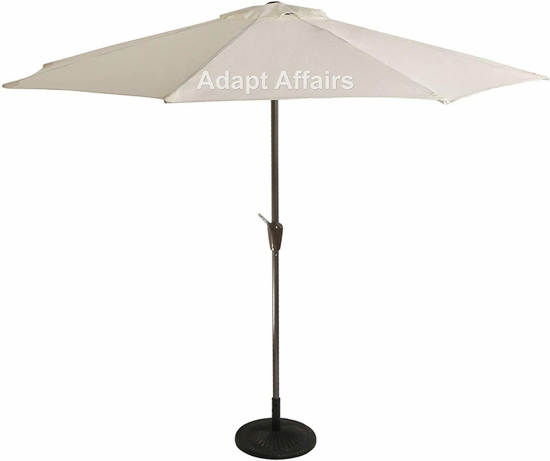 decvo Luxury Metal Center Pole Patio Umbrella White Color With Base Umbrella(White)