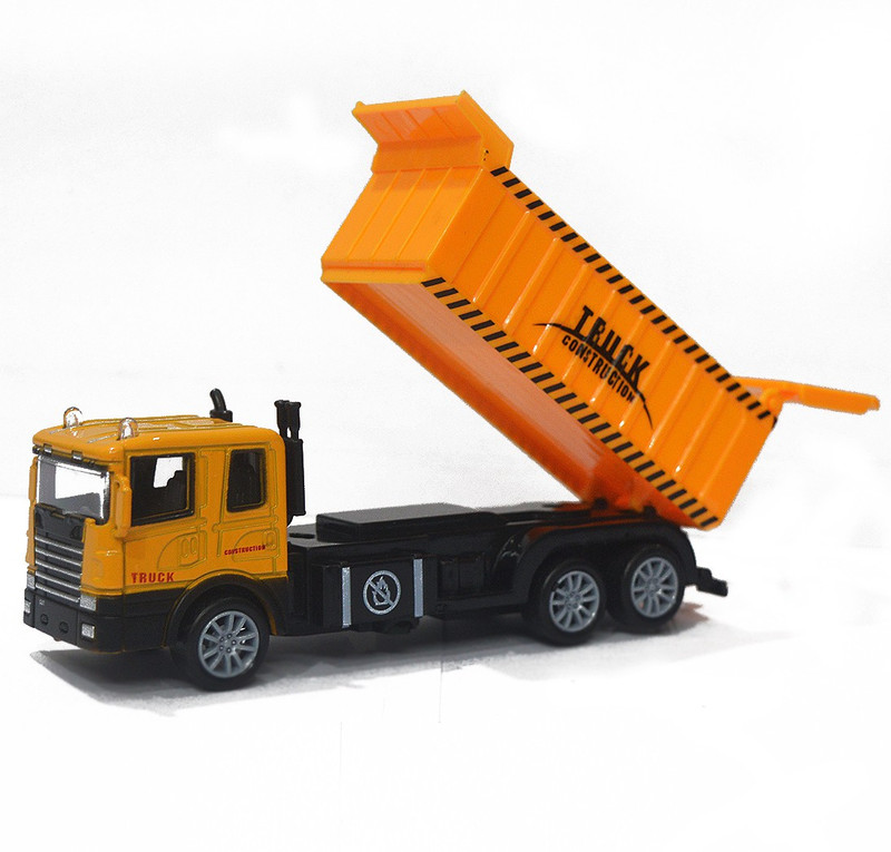 parags 1:60 Scale Construction Truck Diecast Metal Toy With Lights Pull Back(Yellow)
