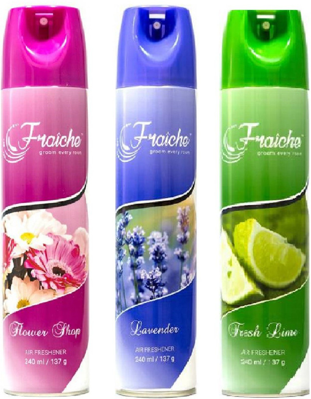 fraiche fresh lime+flower shop+lavender Spray (Pack of 3)(480 ml)