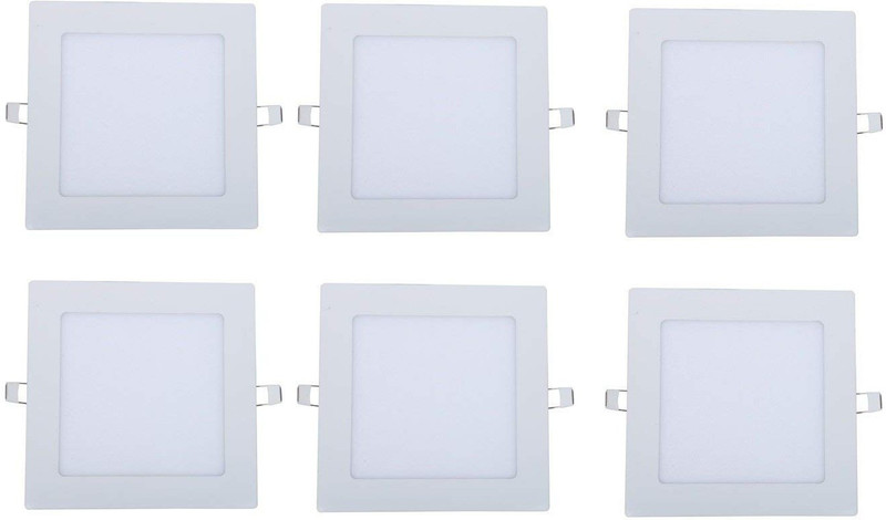 D'Mak D�Mak 12 Watt Ultra Slim White Led Super Bright Panel Light Square Shape Ceiling POP Down Indoor Ceiling/POP/False Ceiling Panel Light | Celling Lights | (Pack of 06) Ceiling Light Ceiling Lamp(White)