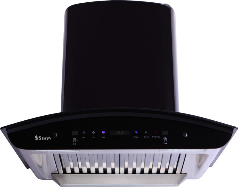 Seavy Zeroun Plus BK 60 with Motion Sensor Technology Auto Clean Wall Mounted Chimney(Black Titanium 1200 CMH)