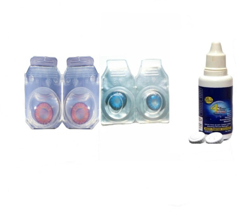 drr teleservices Eye contact lens Case and solution Monthly(0, Colored Contact Lenses, Pack of 3)