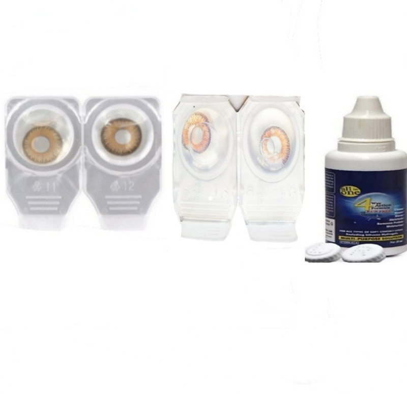 drr teleservices Eye contact lens Case and solution Monthly(0, Colored Contact Lenses, Pack of 3)