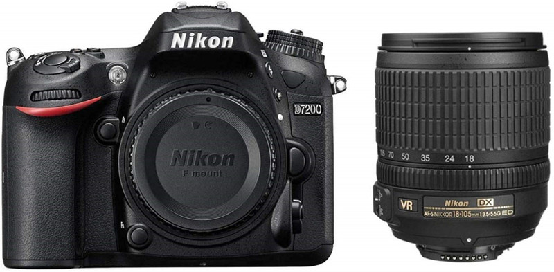 Nikon D7200 DSLR Camera Body with Single Lens: AF-S 18 - 105 mm VR Lens(Black)