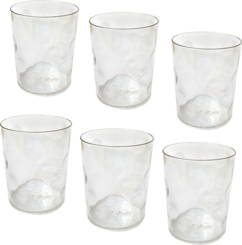 kanyka Unbreakable Crystal clear Drinking Glass Set(Plastic, 250 ml, Clear, Pack of 6)
