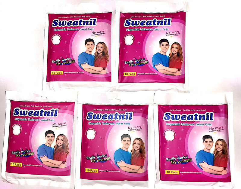 sweatnil Five Packs of Self Stick Disposable Underarm Sweat pads Sweat Pads