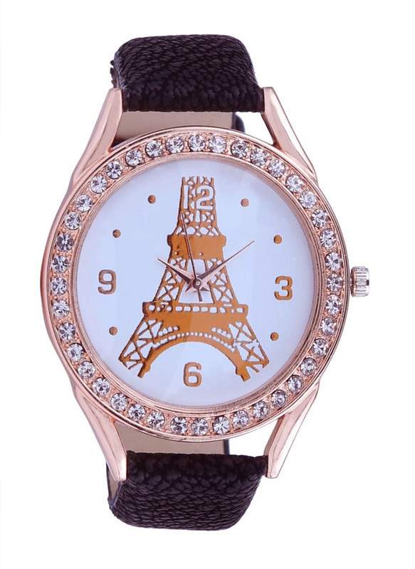 mu enterprise mu sales new affil tower dial and round rose gold case for ladies watch mu sales white dial round case for girls Analog Watch  - For Girls