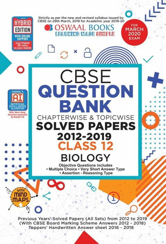 Oswaal Cbse Question Bank Class 12 Biology Chapterwise & Topicwise(English, Paperback, unknown)