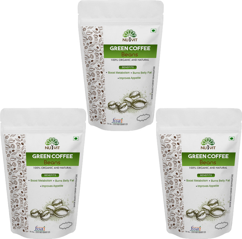 nutvit Green Coffee Beans for Weight management & belly fat burner -400g (Pack of 3) Instant Coffee(400 g)