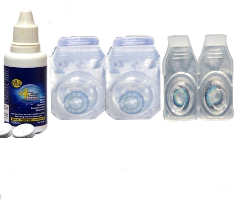 drr teleservices Eye contact lens Case and solution Monthly(0, Colored Contact Lenses, Pack of 4)