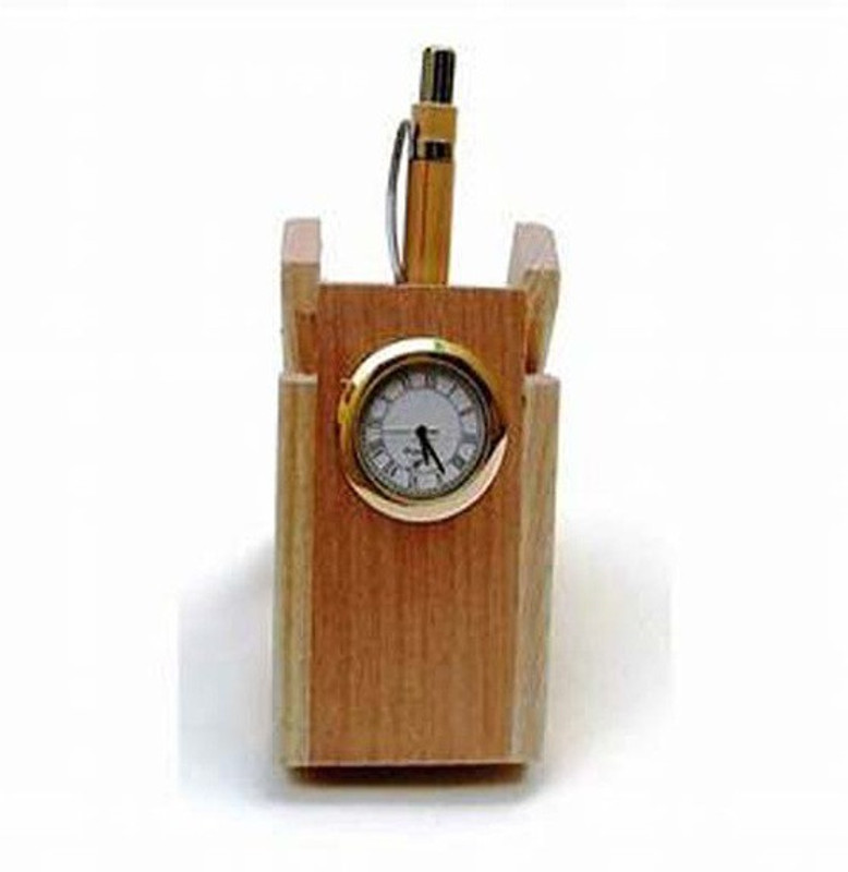 yashi creation 1 Compartments wooden Wooden Pen Stand Watch with Pen for Office,Office Stationery Organizer(Multicolor)