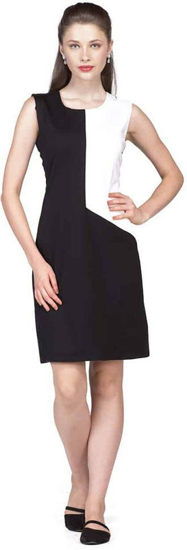 Emblaze Women Bodycon White, Black Dress