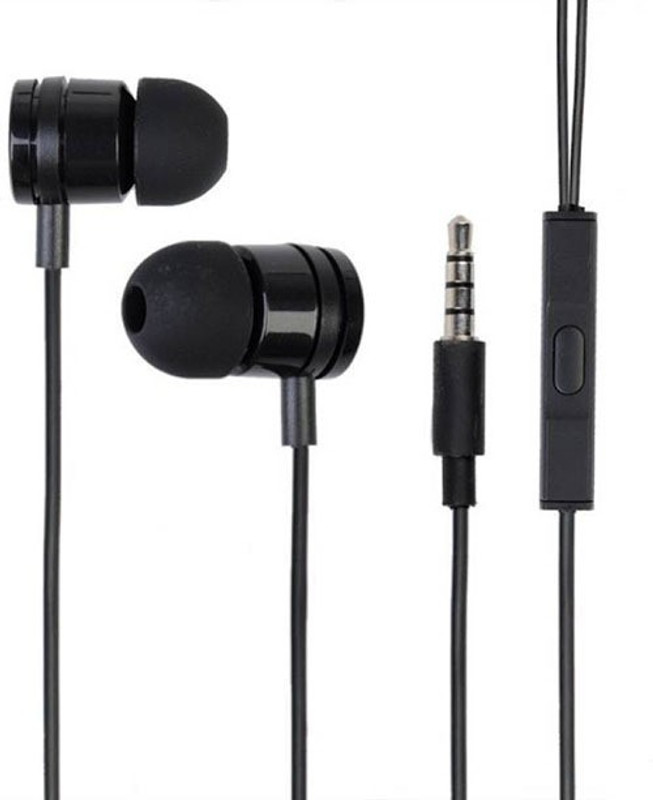yezbay Universal Audio Bass In Ear Earphone With Mic Wired Headset with Mic(Black, In the Ear)