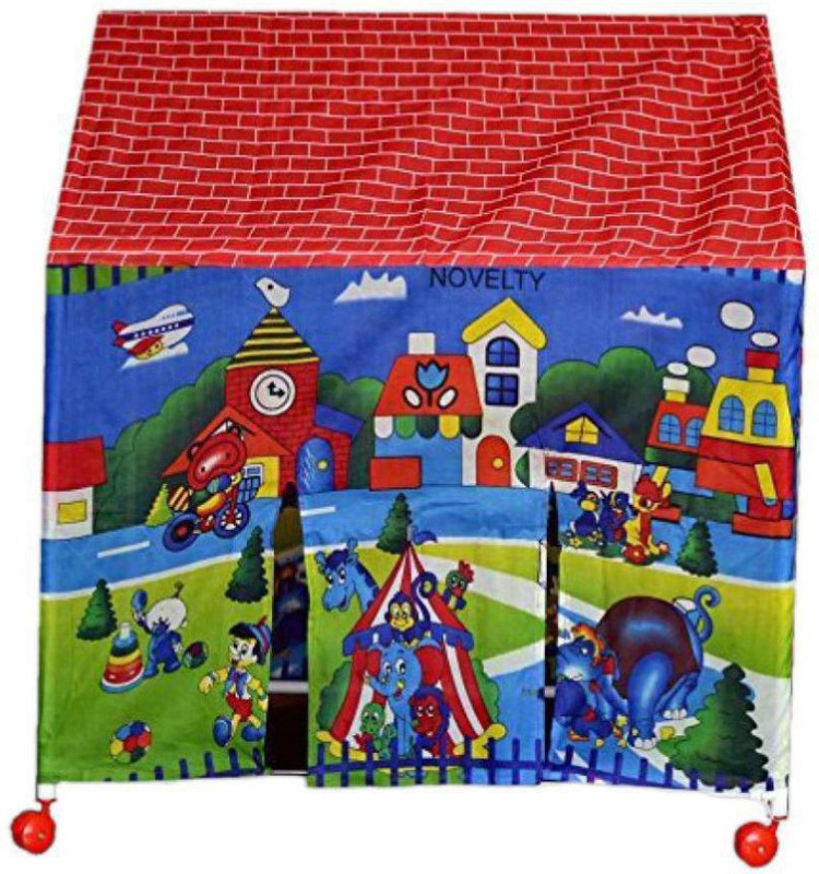 maisie Kids Play Tent House with Revolving Wheels(Multicolor)