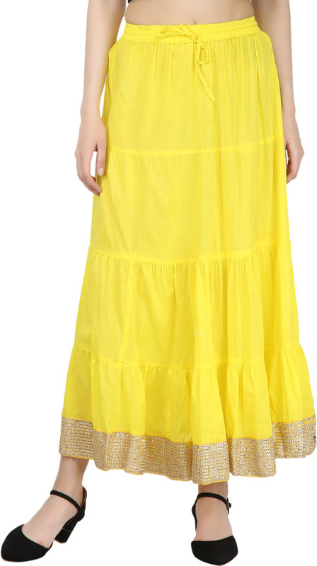 Decot Paradise Solid Women Regular Yellow Skirt