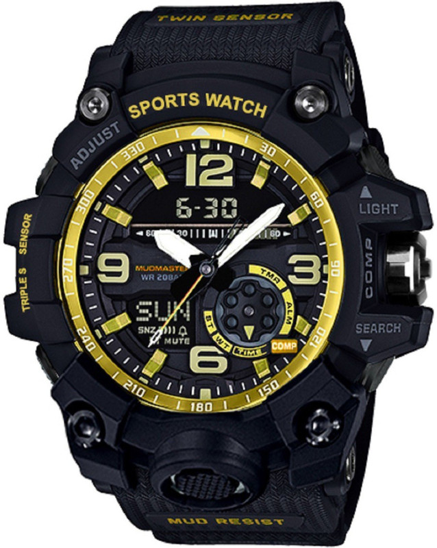 op fashion Op Golden ring sport chronoraph water resist scratch resisit shokck resist digital+analog sport watch Analog-Digital Watch  - For Men
