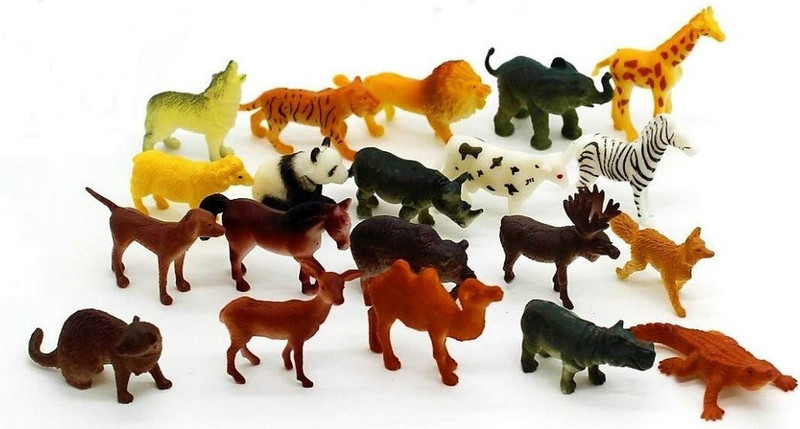 SAM Latest Wild Animals, Jungle animals, Zoo animals toys Small Size pack of 20 Pcs set for Kids ( Multicolored )(Multicolor)