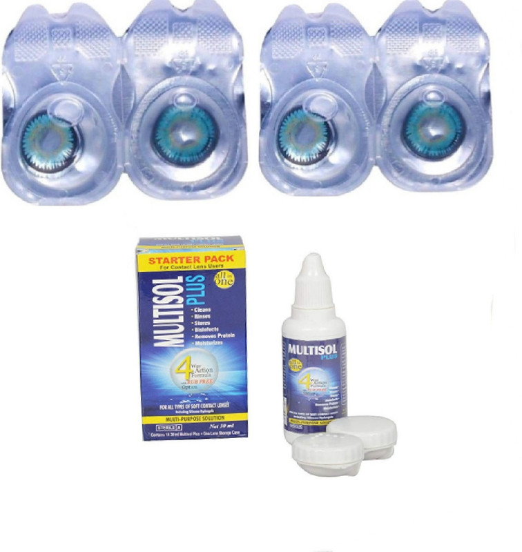 drr teleservices Eye contact lens Case and solution Monthly(0, Colored Contact Lenses, Pack of 3)