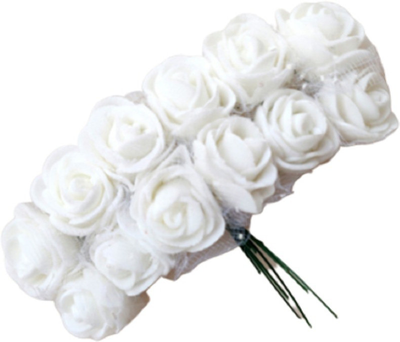 onlinestore22 Set Of 12 Pcs Fashion White Rose Flower Hair Clip Hair Pin(White)