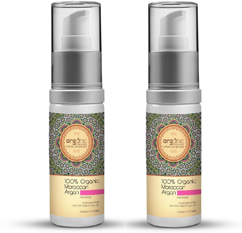 arganic by aryanveda 100% Organic Moroccan Argan Hair Serum,50 ml Pack of 2(100 ml)