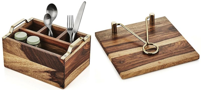 NestRoots NRCOM014 Wooden Cutlery Stand and Napkin Holder Pack of two Kitchen Tool Set