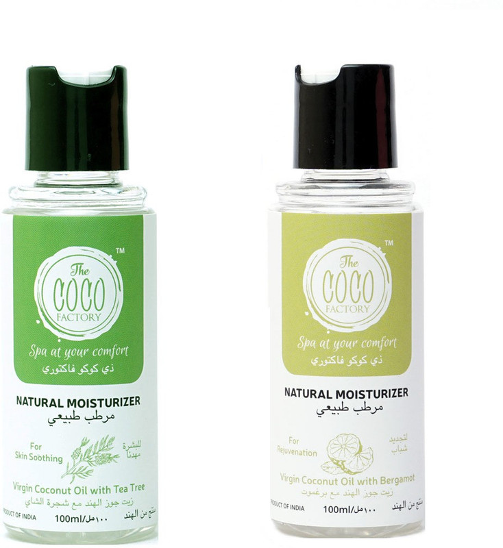 the coco factory NATURAL MOISTURIZER WITH BERGAMOT (100ML) & TEA TREE OIL(200 ml)