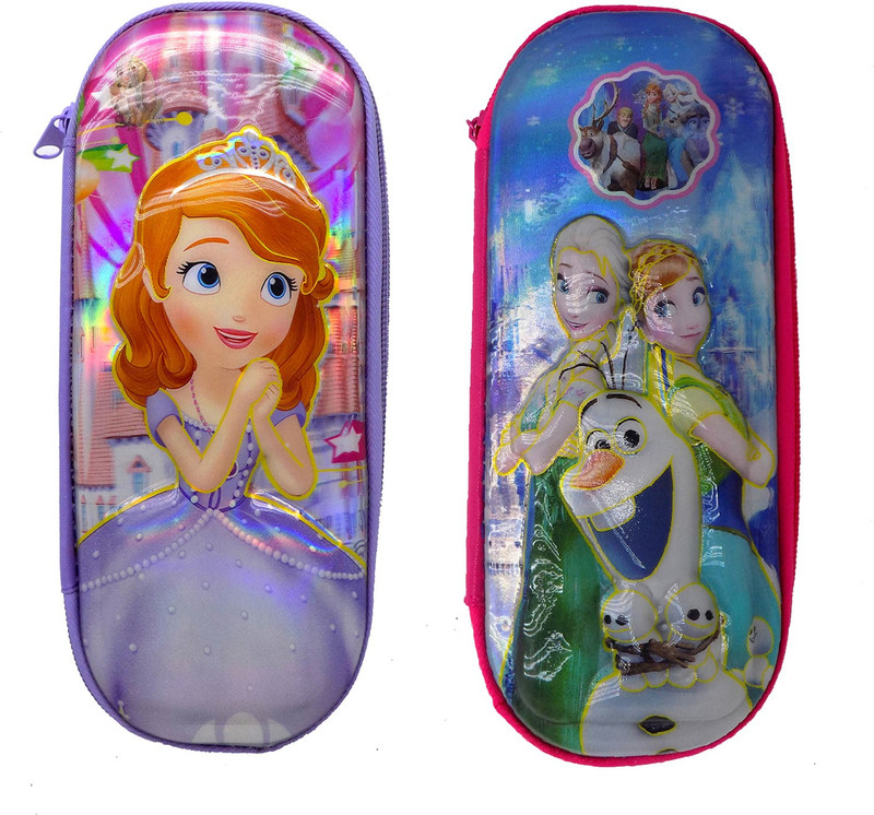 leysin Plastic Pencil Box For Kids Use For Store Stationary Set , Multicolor, Pack 1 cartoon printed Art Plastic Pencil Boxes(Set of 1, Multicolor)