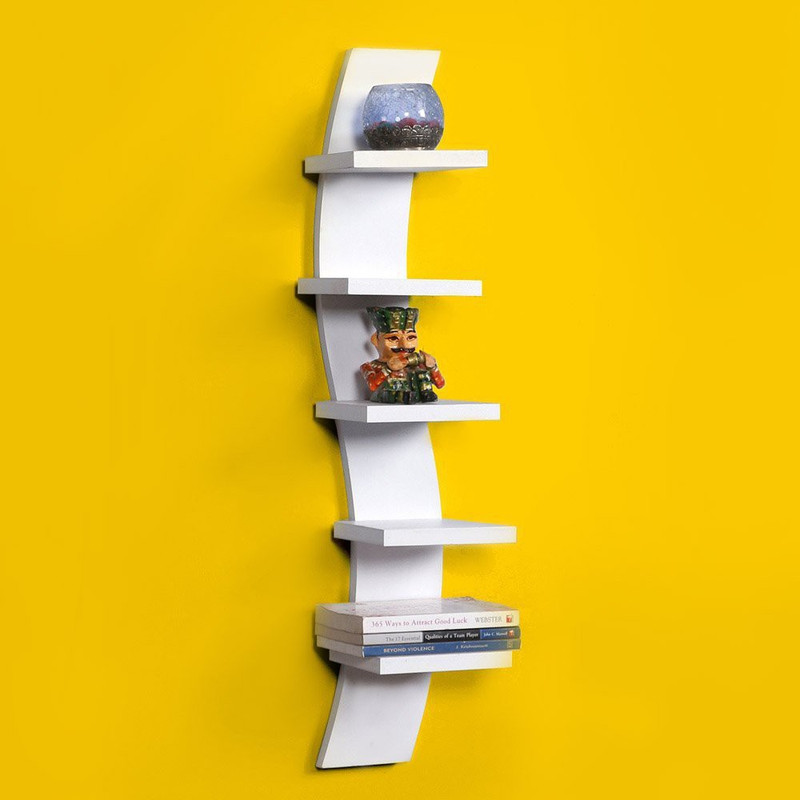 star crafts art backbone shelf MDF (Medium Density Fiber) Wall Shelf(Number of Shelves - 5, White)