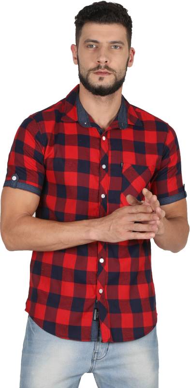 Rope Men Checkered Casual Red Shirt