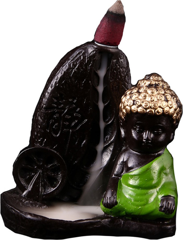 efandaa Smoke Baby Smoke Buddha With Back Flow incense Cone Decorative Showpiece  -  12 cm(Polyresin)