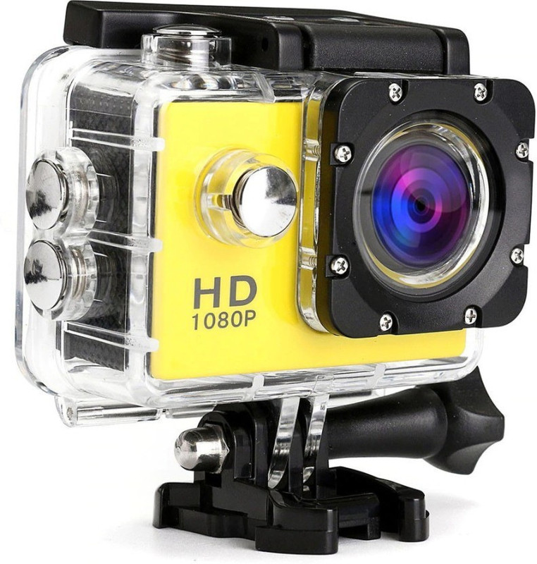 Rhonnium Plain 1080-HD Cam-070 ™ Full HD 1080p 12MP Waterproof Sports and Action Camera(Yellow, 12 MP)