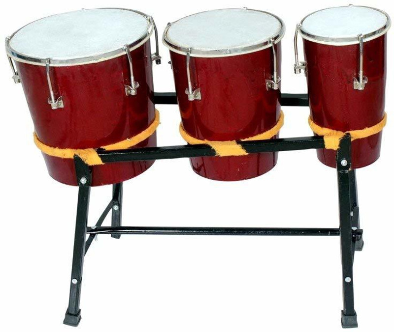 rose musical Wooden Triple Bongo with Stand Wooden Bongo(15 cm)