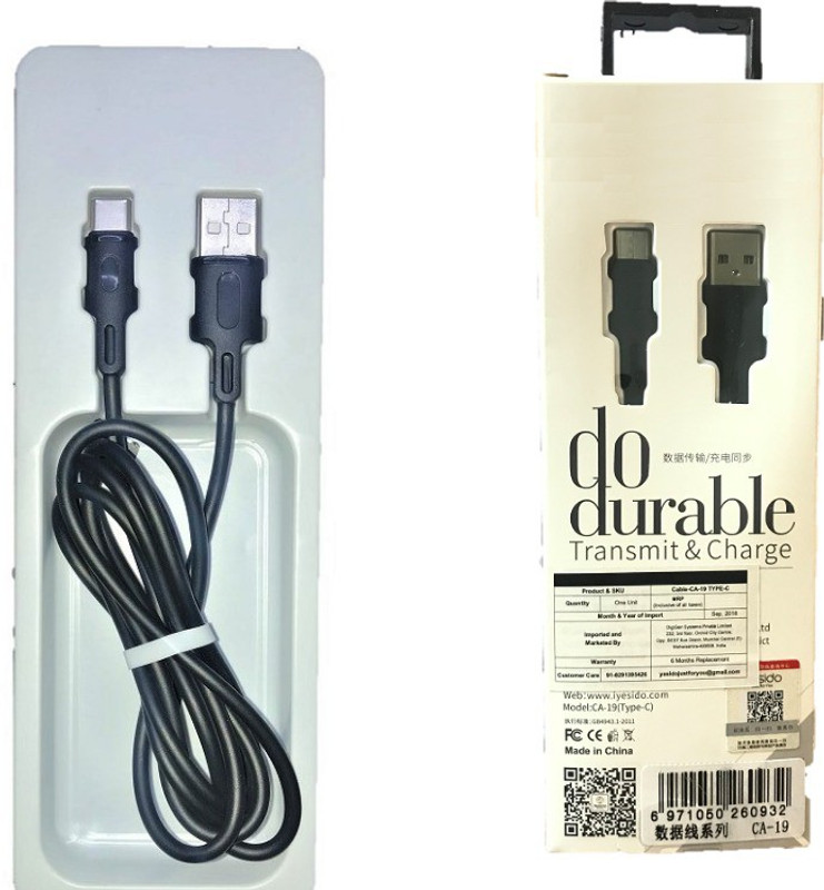 productunwrap Charge & Data USB Type-C to USB-A 2.0 Male Cable for Type C Phones, 1 Meter 1 Year Warranty USB Type C Cable(Compatible with Mi, Samsung, Oneplus, Honor, Vivo, Oppo, infocus, HTC, White, Sync and Charge Cable)