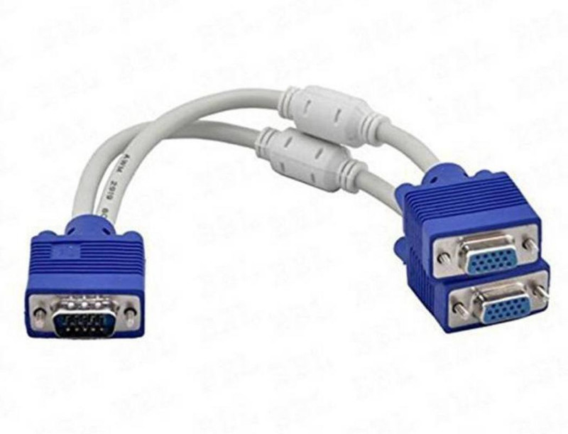 Tech-X 15-Pin VGA Cable Connect 2 Monitors to 1 computer 1 Male Vga 0.01 m VGA Cable(Compatible with Computer, White)