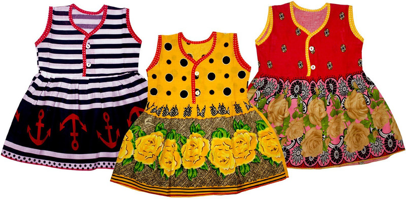 cute kitty Indi Girls Midi/Knee Length Festive/Wedding Dress(Multicolor, Sleeveless)