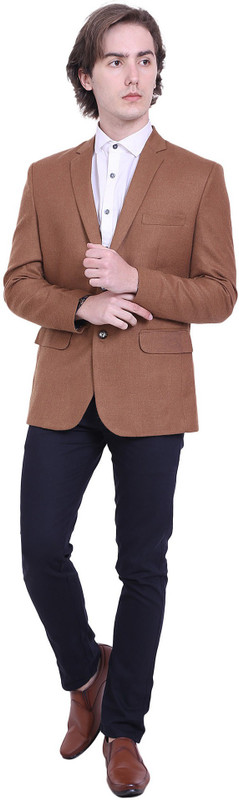 silver magnate ch-chk-brown-blazer Solid Men Suit