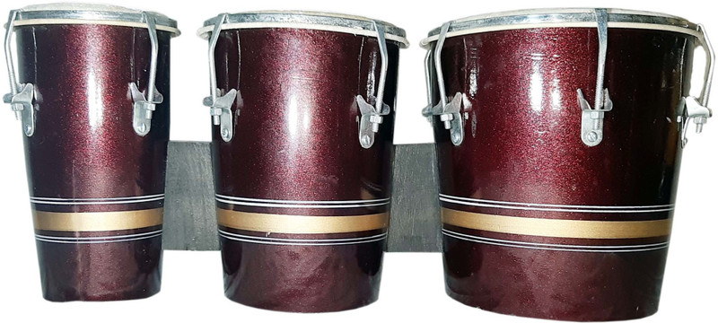 RAM musical Three set Brown Wooden Bongo(20 cm, 16 cm, 12 cm)