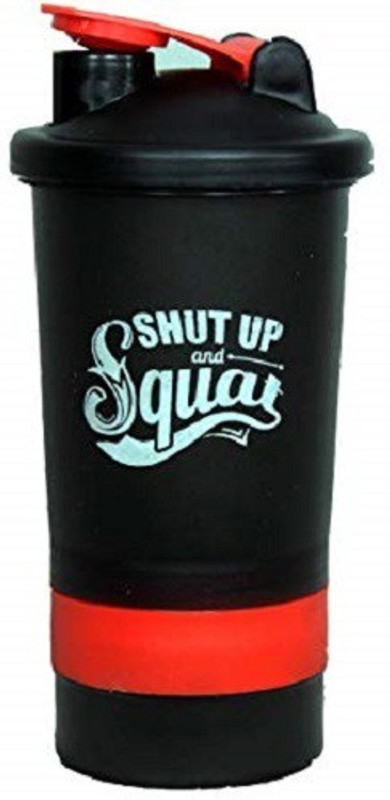 bluee Shut up & Squat 600 ml Protein shaker 600 ml Shaker(Pack of 1, Black)