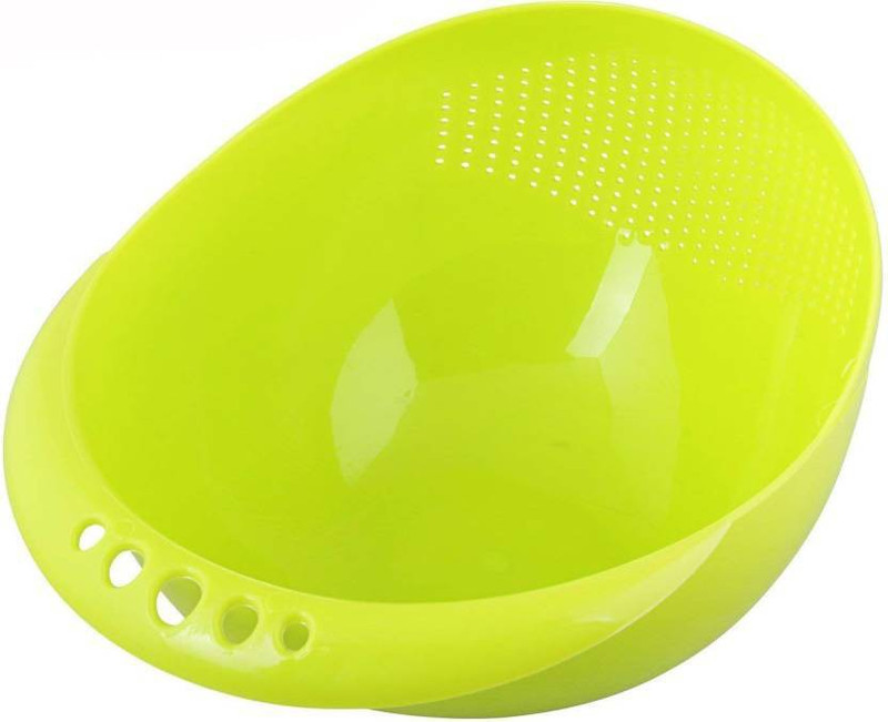 stephy Plastic Kitchen Tableware Fruits, Vegetables, Groceries Washing Strainer Bowl/ Drying/ Draining/ Organizer Bowl, Drainer Storage Basket Bowl Strainer Collapsible Colander(Green Pack of 1)