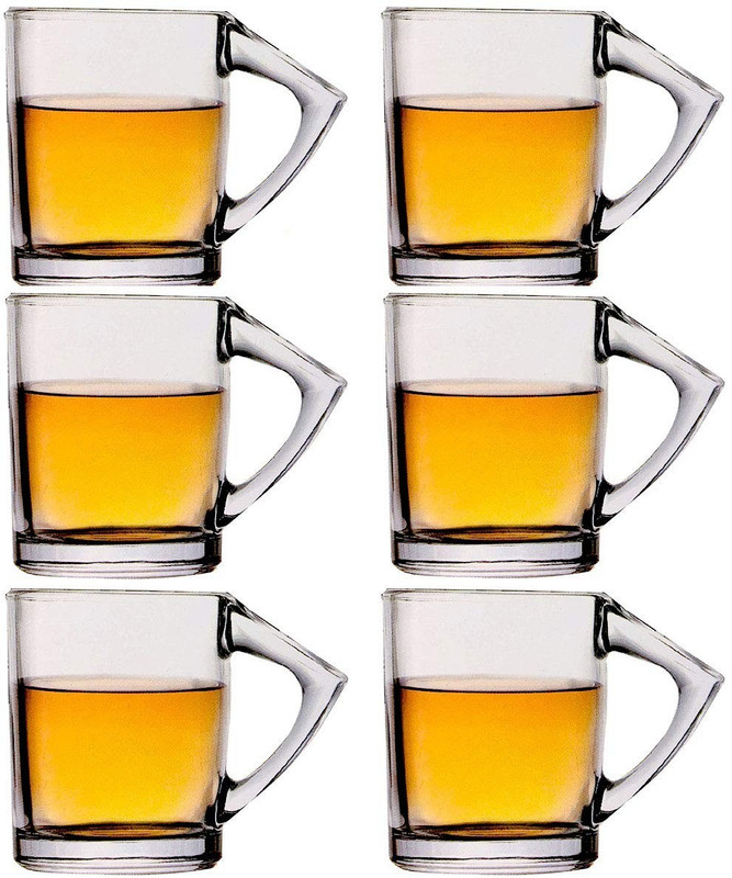 ezra Tableware serving large coffee mug clear glass tea cup crystal glass Glass(Clear, Pack of 6)